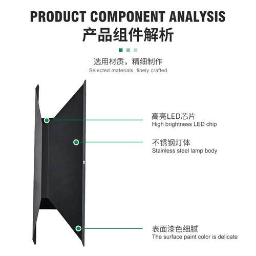 不锈钢户外壁灯三防阳台壁灯庭院灯现代简约走廊客厅床头卧室壁灯