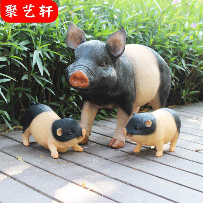 户外园林花园庭院仿真动物雕塑树脂猪摆件动物园农场饭店门口装饰