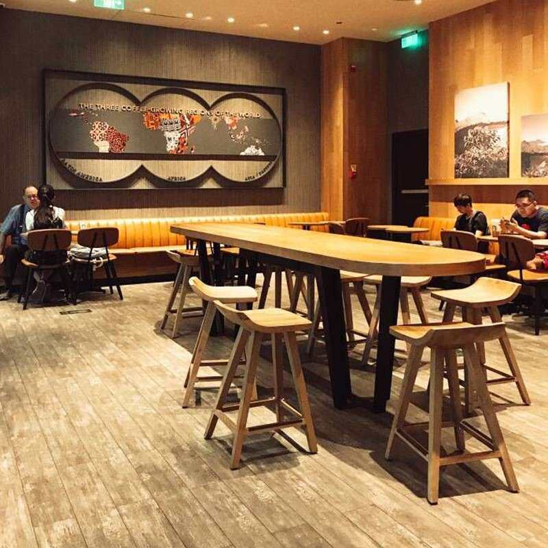商用奶茶咖啡店桌椅吧台桌高脚实木酒吧台会客餐厅桌椅简约长条桌