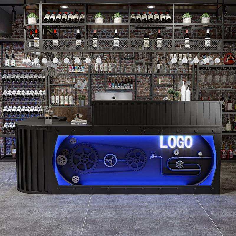 工业风收银台烧烤店吧台接待台清吧音乐吧前台创意齿轮酒吧酒水台