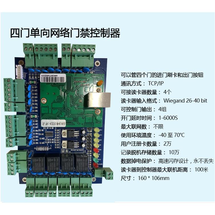 微耕2054四门控制器 微耕带标WG2054四门单向微耕网络门禁控制器