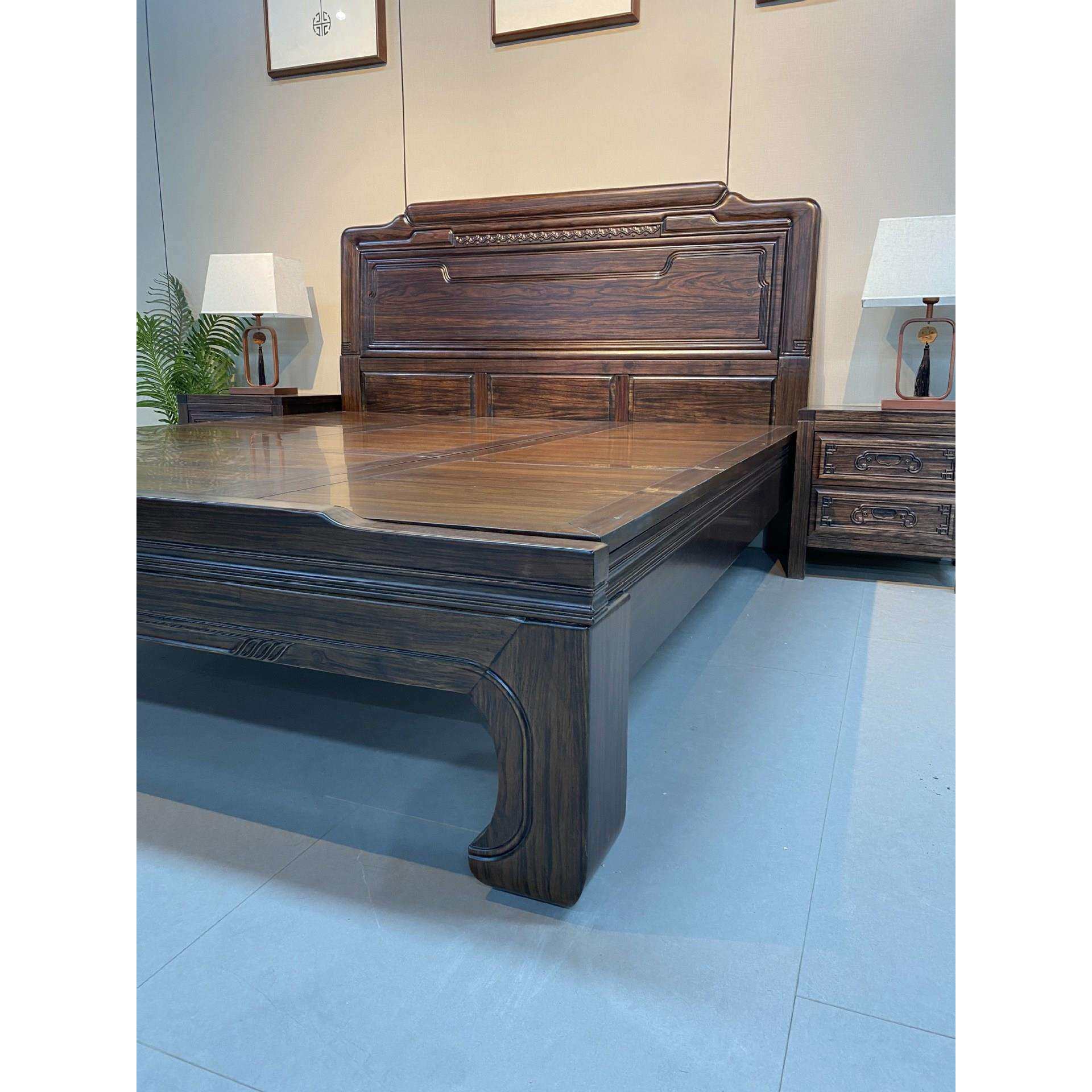 全实木床乌金木中式榫卯结构加厚婚床1米8雕花大床卧室复古双人床