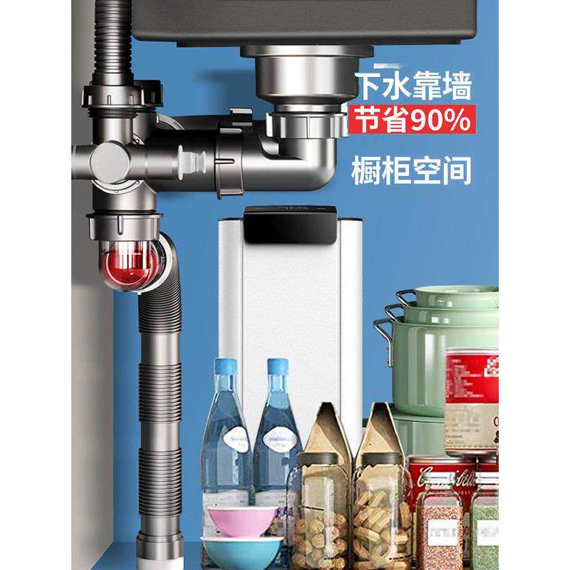 奥顺诺牌厨房防臭排水管壁挂式节约型后排水管单盆双盆万能排水管