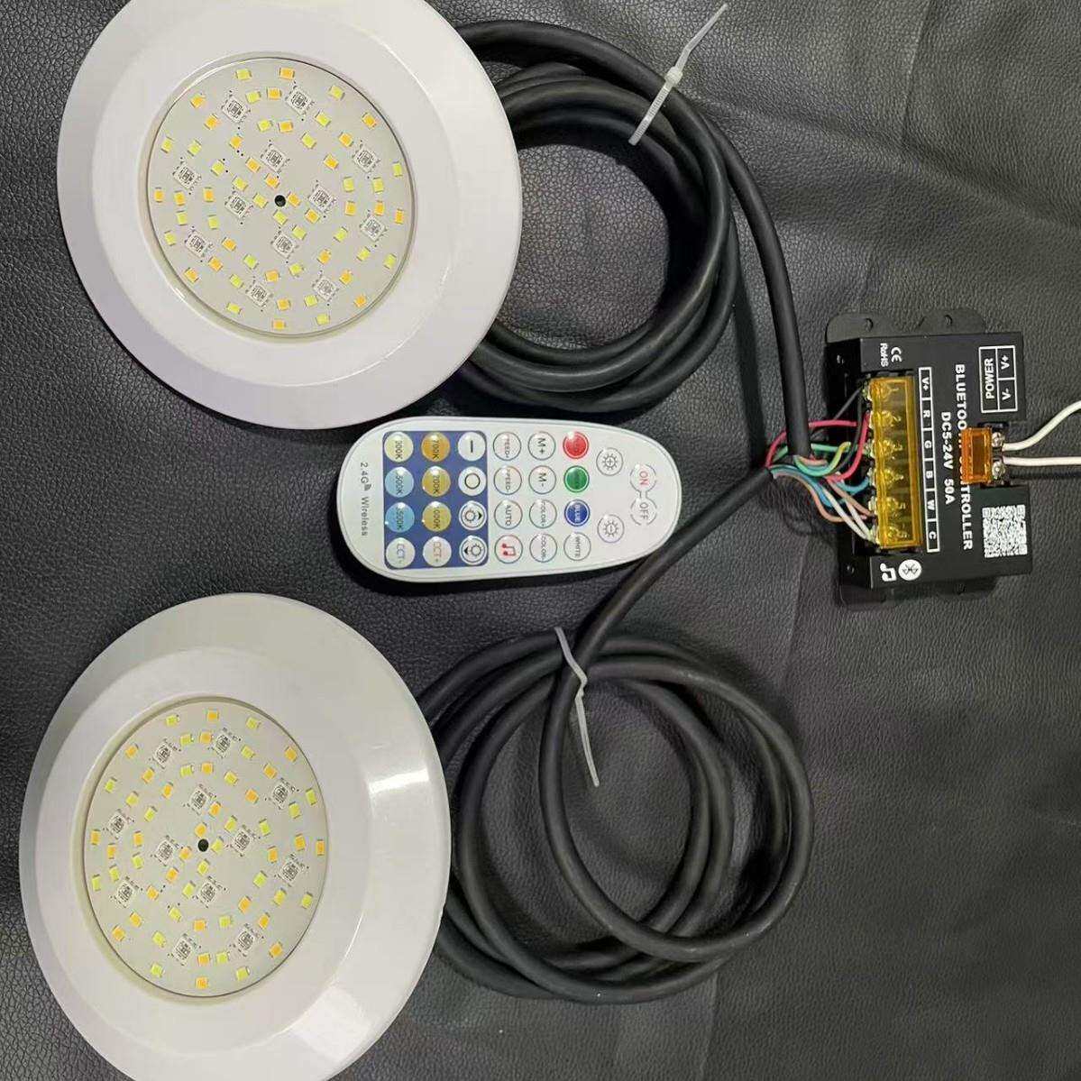 跨境树脂填充LED超薄水底灯七彩水下侧壁灯PC水池灯泳池灯鱼缸灯