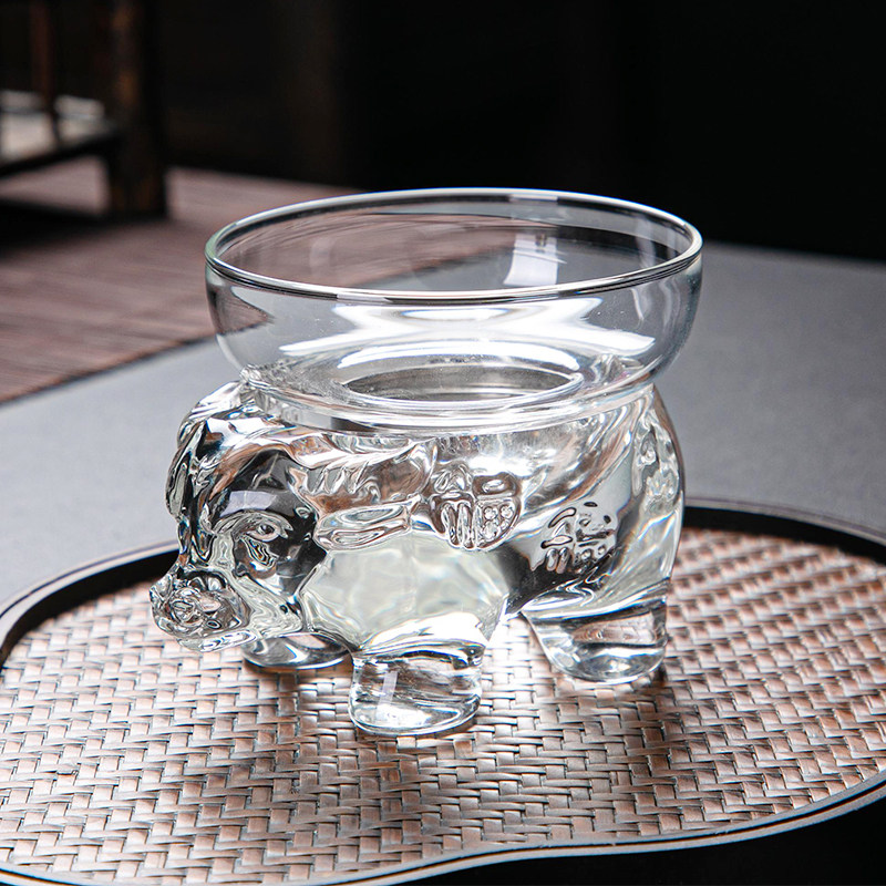 福牛玻璃茶漏创意茶滤茶叶过滤器不锈钢茶隔网架个性鹿龙茶具配件