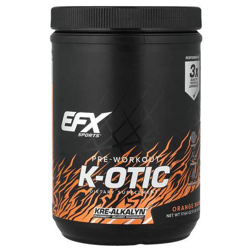 EFX,K-otic® 锻炼前补剂，橙子芒果味，1 磅 1.64 盎司（500 克）