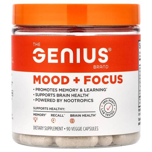 The Genius Brand,Mood + Focus, 90 Veggie Capsules