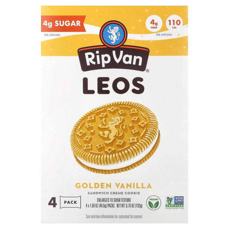 Rip Van Wafels,Leos，三明治奶油曲奇，金黄香草味，4 包，每包