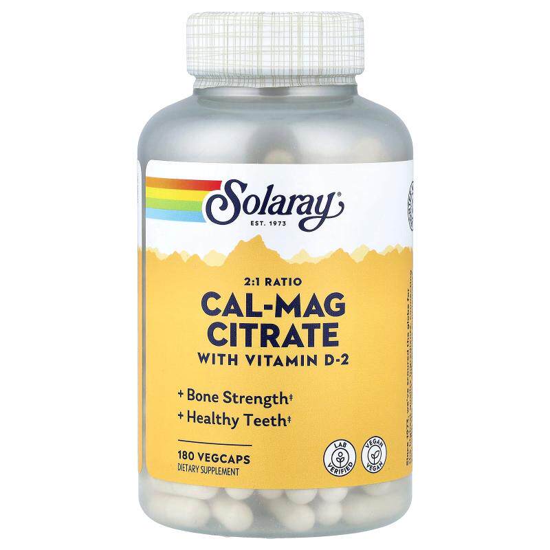 Solaray,1 柠檬酸钙镁，含维生素 D-2，180 粒素食胶囊