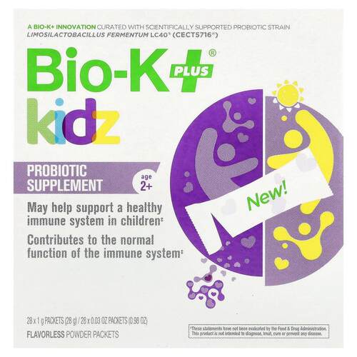Bio-K+,Kidz, Probiotic Supplement, Age 2+, Flavorless, 28 Pa
