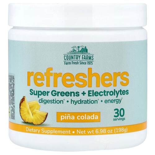 Country Farms,Refreshers, Super Greens + Electrolytes, Pina