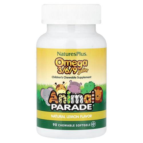 NaturesPlus,Animal Parade®，Omega 3/6/9 Junior，天然柠檬味