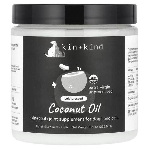 Kin+Kind,椰子油，猫狗专用，8 液量盎司（236.5 毫升）