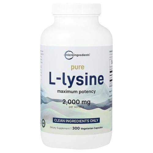 Micro Ingredients,Pure L Lysine, Maximum Potency, 300 Vegeta