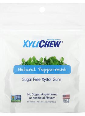 XyliDENT,木糖醇口香糖，天然薄荷味，50 片，2.29 盎司（65 克）