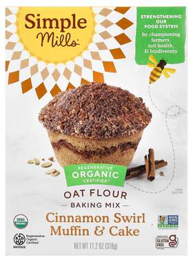 Simple Mills,Organic Oat Flour, Muffin & Cake Mix, Cinnamon