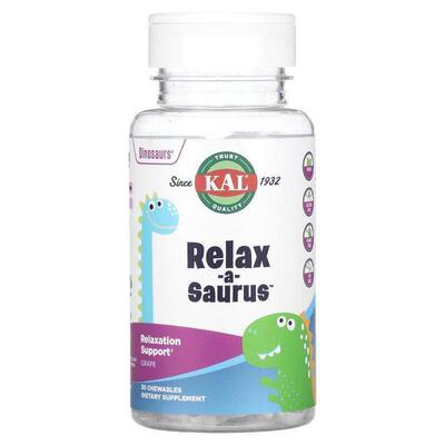 KAL放松帮助L-茶氨酸混合葡萄味耐嚼锭舒缓温和儿童发育