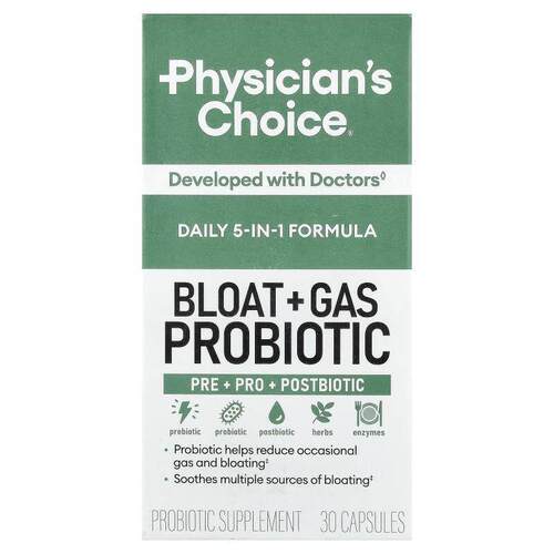 Physician's Choice,Bloat + Gas Probiotic, 30 Capsules