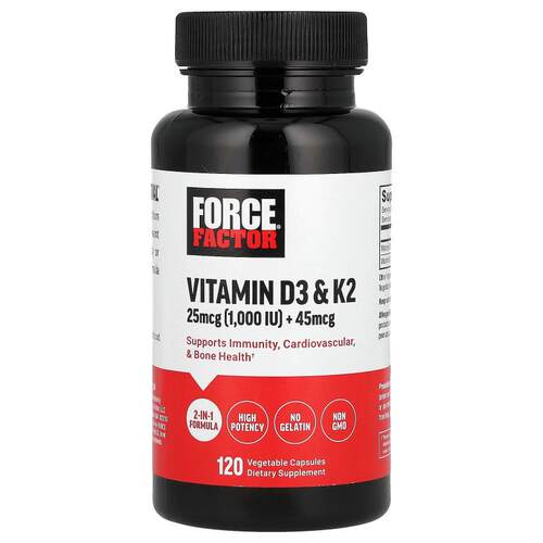 Force Factor,维生素 D3 和 K2，120 粒素食胶囊