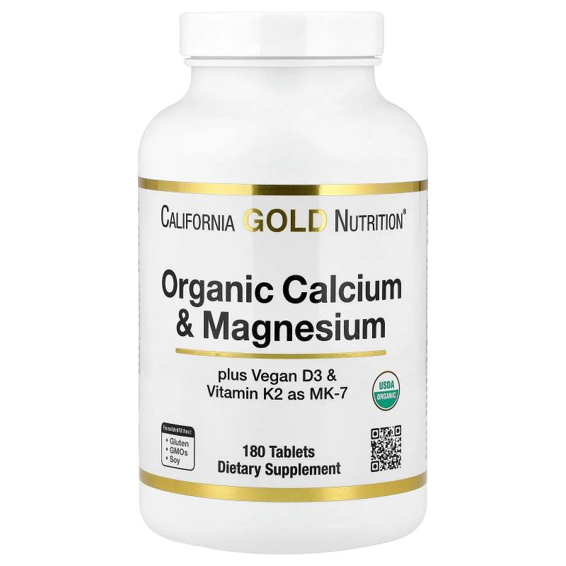 California Gold Nutrition,有机钙镁加 D3 和 K2，180 片图片
