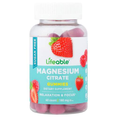 Lifeable,Magnesium Citrate Gummies, Berry, 60 Gummies (90 mg