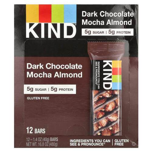 KIND Bars,黑巧克力摩卡巴旦木，12 根，每根 1.4 盎司（40 克）