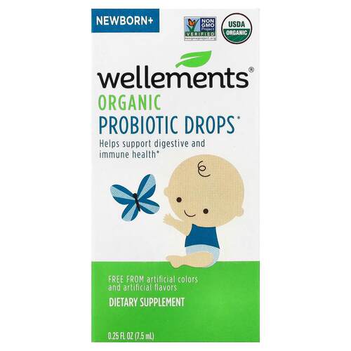 Wellements,Organic Probiotic Drops, Newborn+, 0.25 fl oz (7.