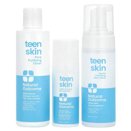 Natural Outcome,Teen Skin，日常面部套装，3 件套