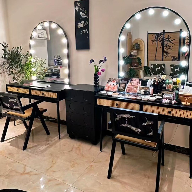 影楼化妆台带灯专业婚纱店美容院彩妆美甲工作室化妆师专用梳妆桌