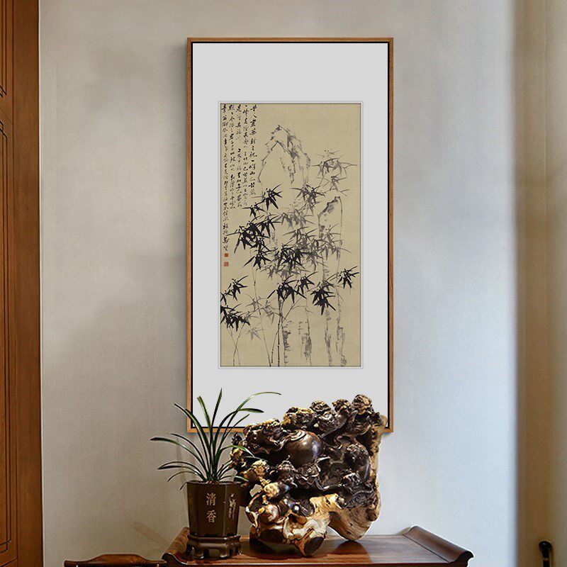 石鲁华山松影图字画装饰画老板办公室茶桌背景墙挂画竖版玄关壁画