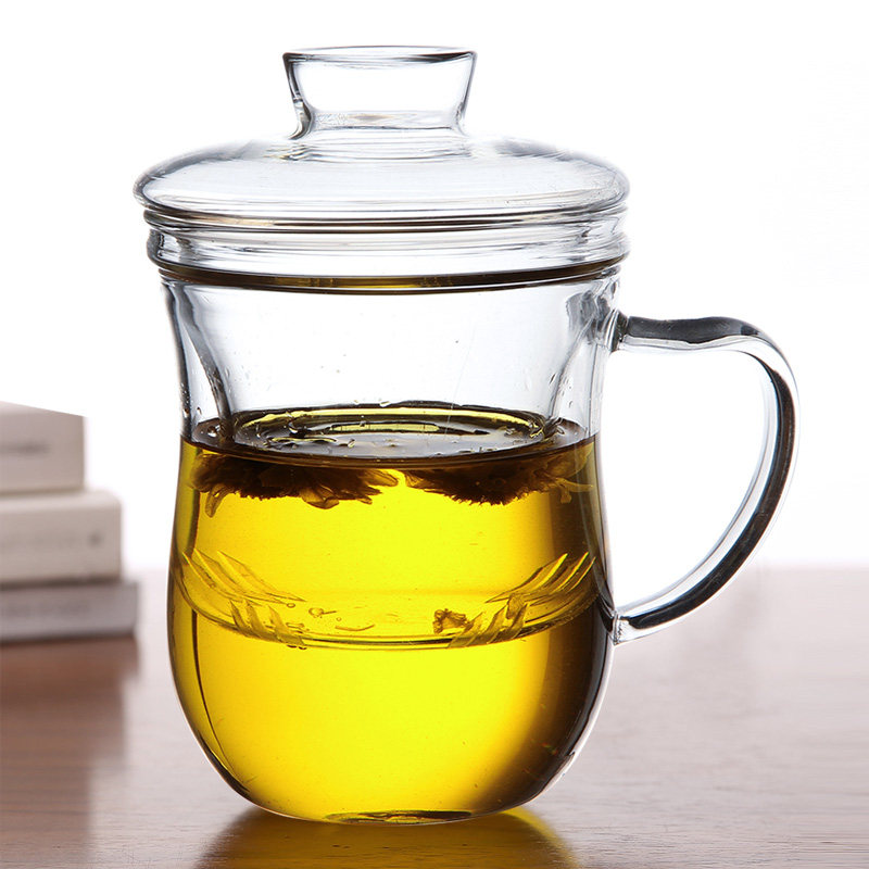 英国ORTOR玻璃杯家用水杯子带盖过滤花茶杯玻璃泡茶杯耐高温