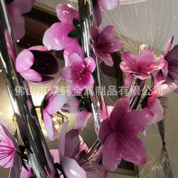 室内美陈装置大堂风水金属摆件商场景观雕塑不锈桃花树不锈钢迎客