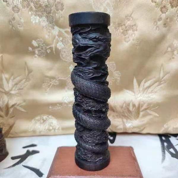 印尼达拉干实木雕刻生肖龙工艺品手把件盘龙柱手把客厅家居装饰品