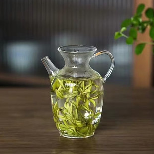 绿茶壶耐热玻璃茶壶小号执壶带滤网带把手可加热公道杯家用泡茶壶