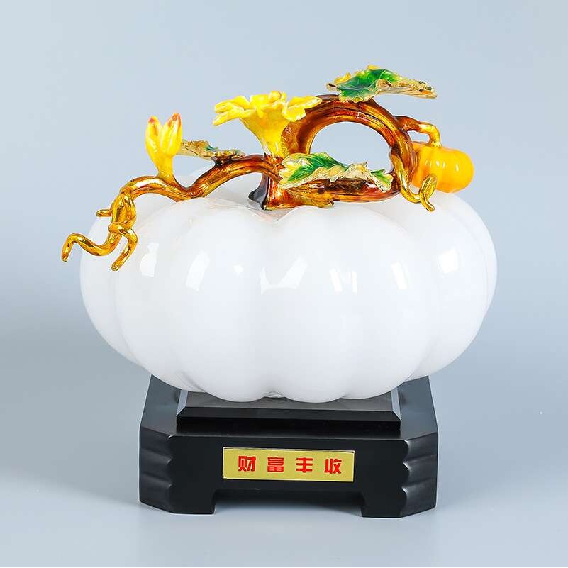 厂家直供南瓜琉璃玉财富丰收新中式家具摆件工艺品客厅橱窗装饰品