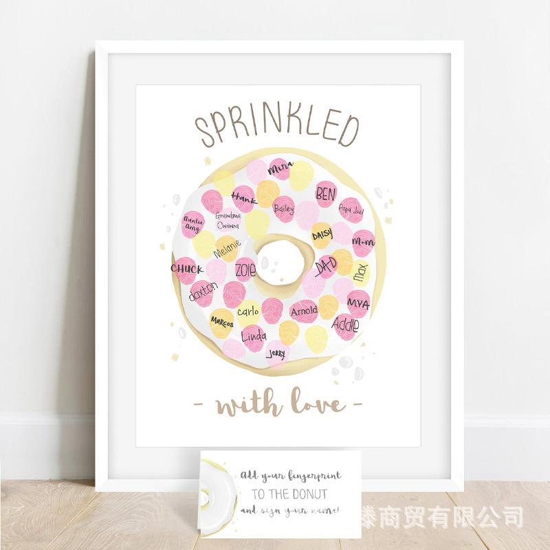 自定义指纹画框签名簿宾客甜品商务活动婚礼甜甜圈派对画框签到台