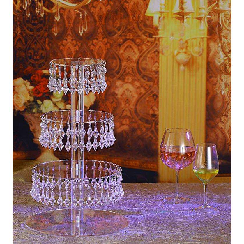 4层圆形亚克力蛋糕架水晶串珠蛋糕台多层装饰用品摆架Cake stand