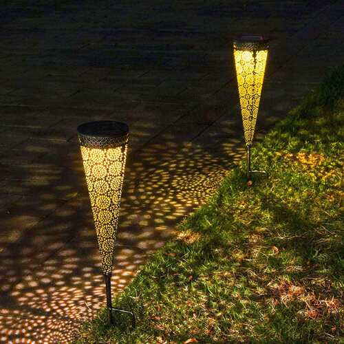 太阳能铁艺锥形插地草坪灯 太阳能庭院装饰灯 Solar Light Lawn