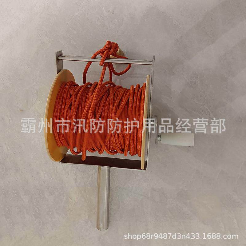 手摇深井蚕丝测量绳φ4mm*50米防潮合纤测距绳电力作业绝缘测高绳