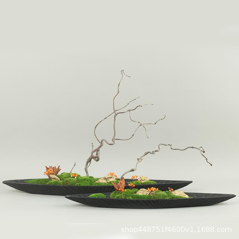 新中式禅意仿真绿植盆景盆栽摆件家居样板房花艺客餐桌插花装饰品