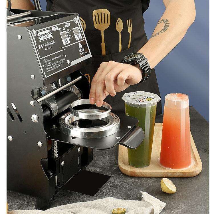 半自动卷膜封口机商用奶茶店封杯机豆浆果汁饮料纸杯塑料高杯通用