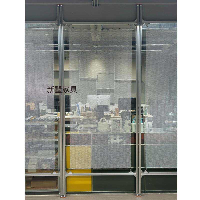 办公室玻璃展示柜透明展示架铝合金置物架落地式样品陈列柜