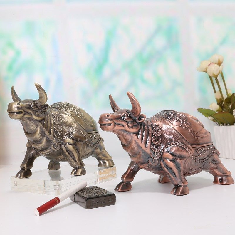牛气冲天烟灰缸创意个性潮流家用客厅摆件欧式高档奢华牛年烟缸男