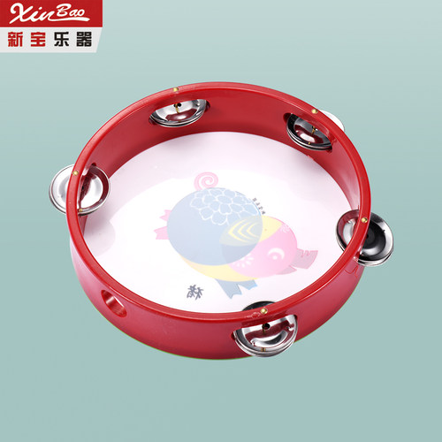 新宝儿童花铃鼓 打击乐器 表演塑料铃鼓 手鼓 手拍鼓 18CM