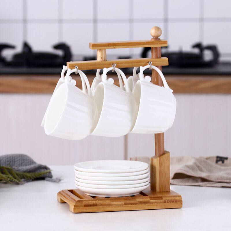 咖啡杯欧式小奢华家用陶瓷下午茶具花茶红茶6杯碟带杯架套装组合