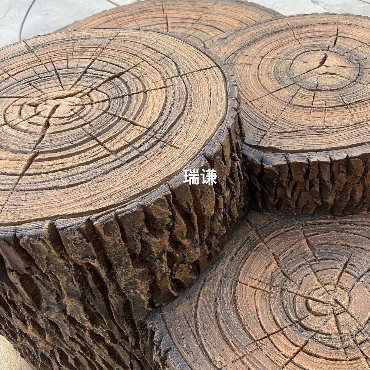 仿真水泥直塑木桩摆件 户外逼真仿木纹景区园林美陈GRC水泥仿树墩