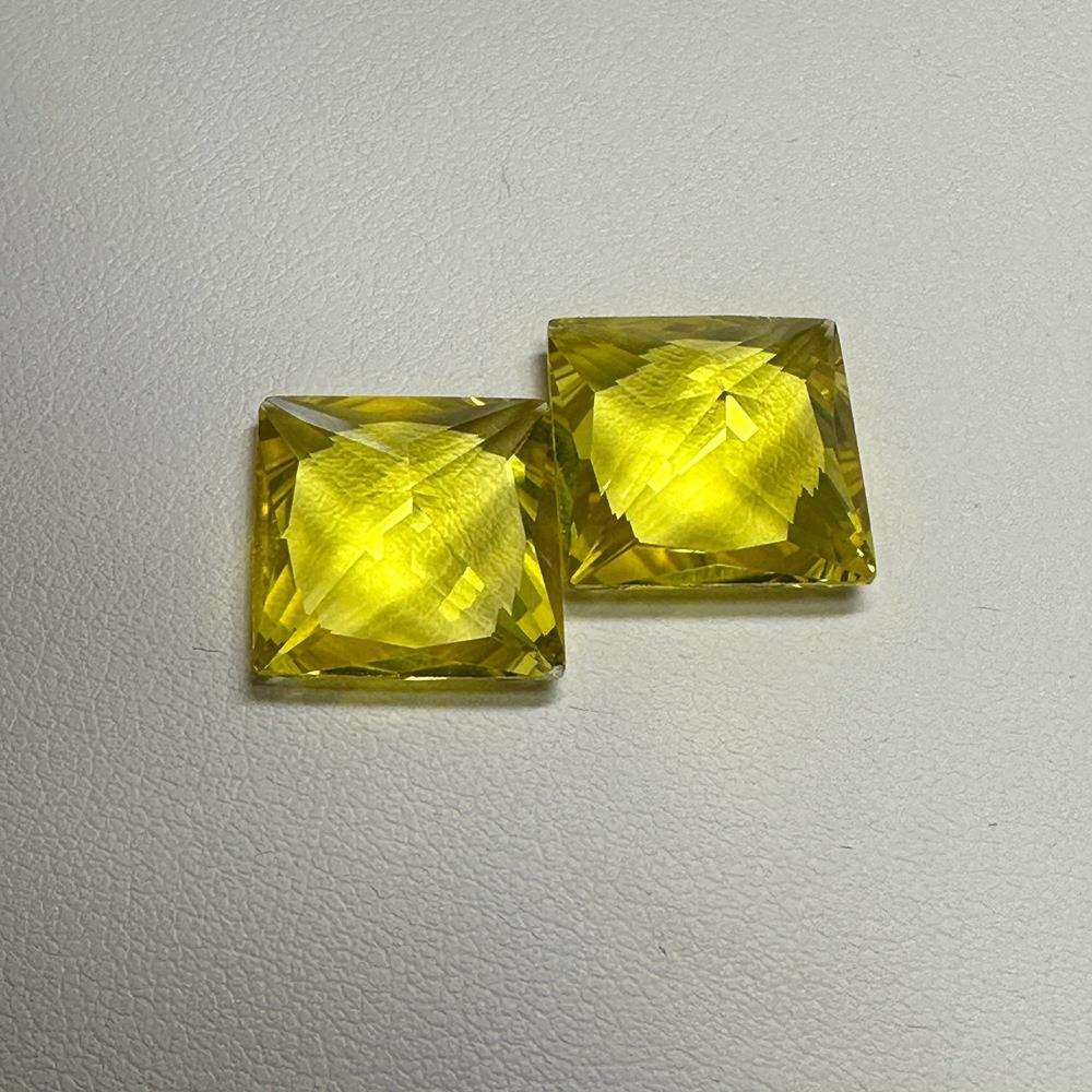 人造宝石梧州厂家直供13.5×13.5合成黄刚玉宝石正方公主花切割裸