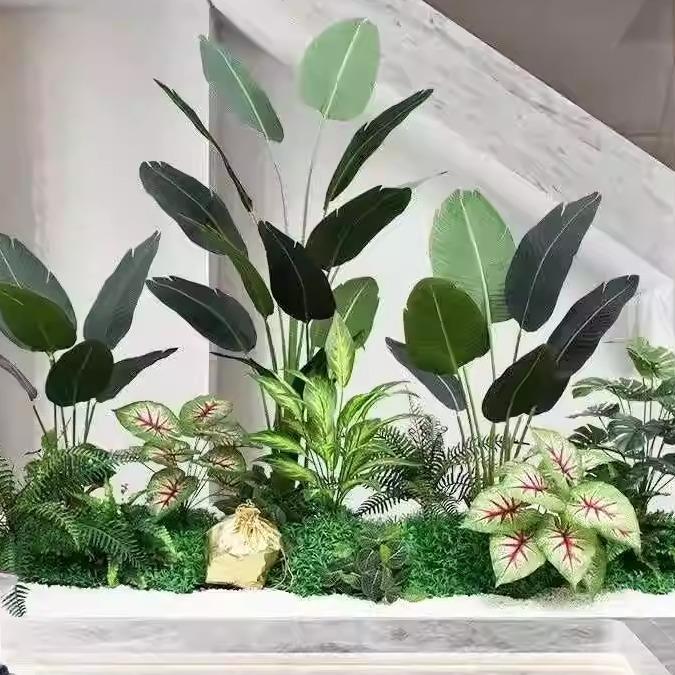 仿真绿植塑料植物景观造景假树装饰室内拐角散尾葵假花组合仿真花
