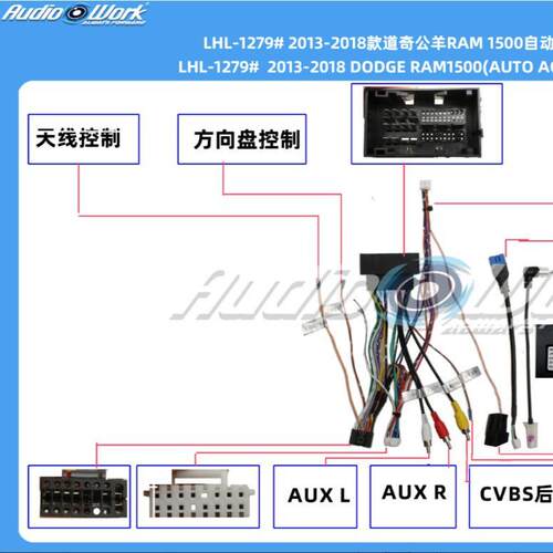 LHL-1279#导航线材 安卓中控大屏电源线 适用13-18款道奇公羊1500