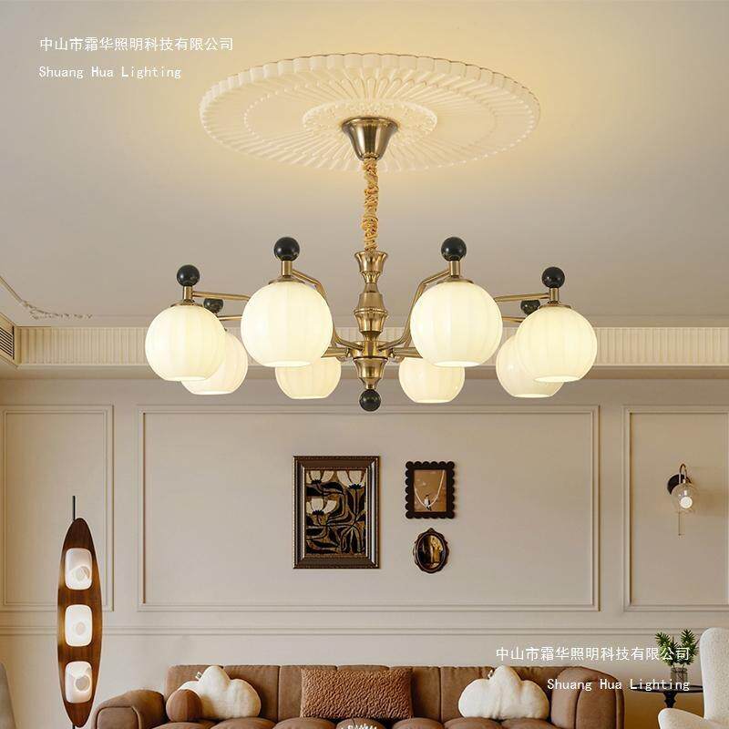 美式客厅吊灯田园乡村复古简约实木餐厅灯中古风主卧室书房灯
